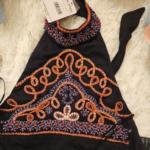 Free people sz xs beaded halter nwt